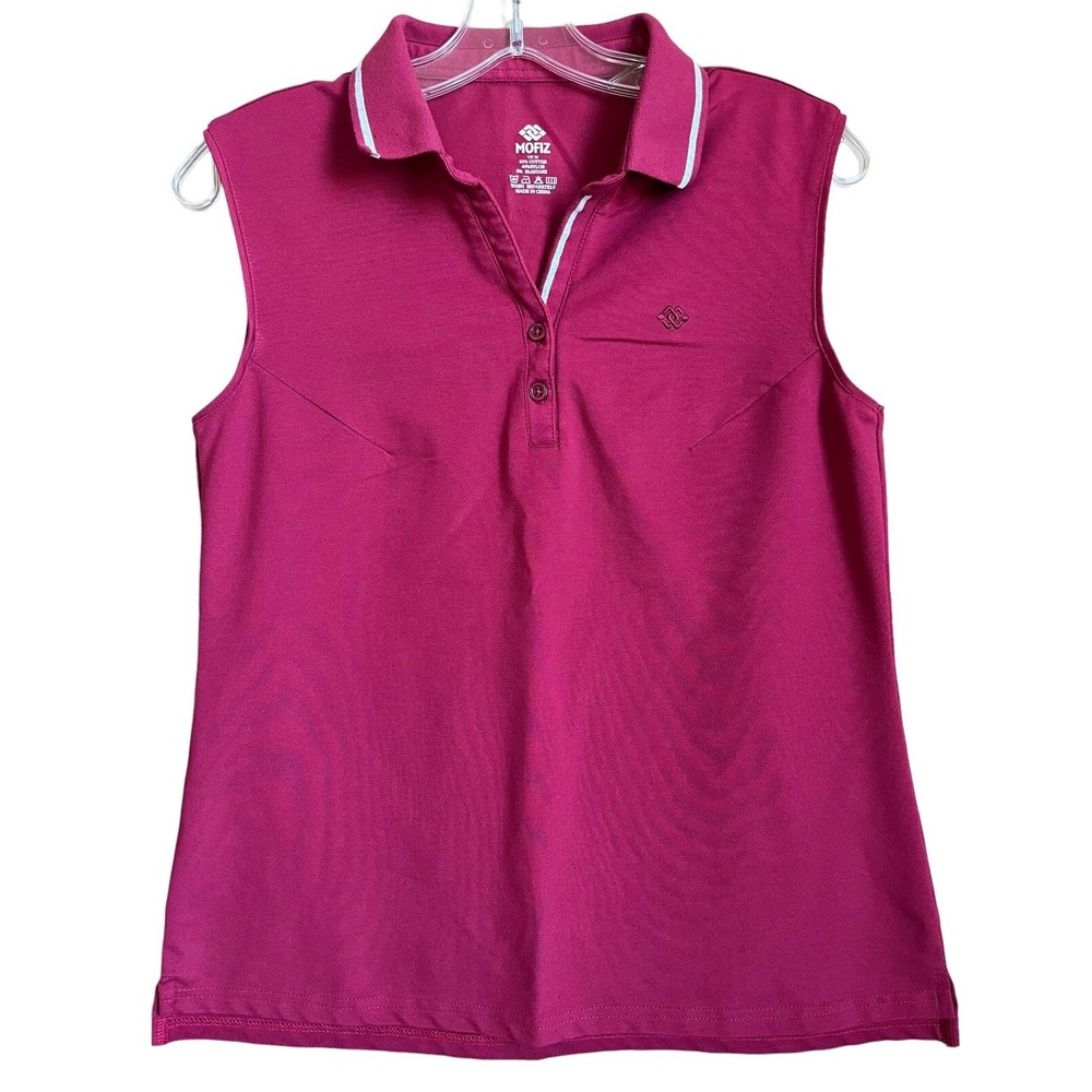 Mofiz Golf Top Womens Medium Red Sleeveless Stretch Tennis Country Club Preppy